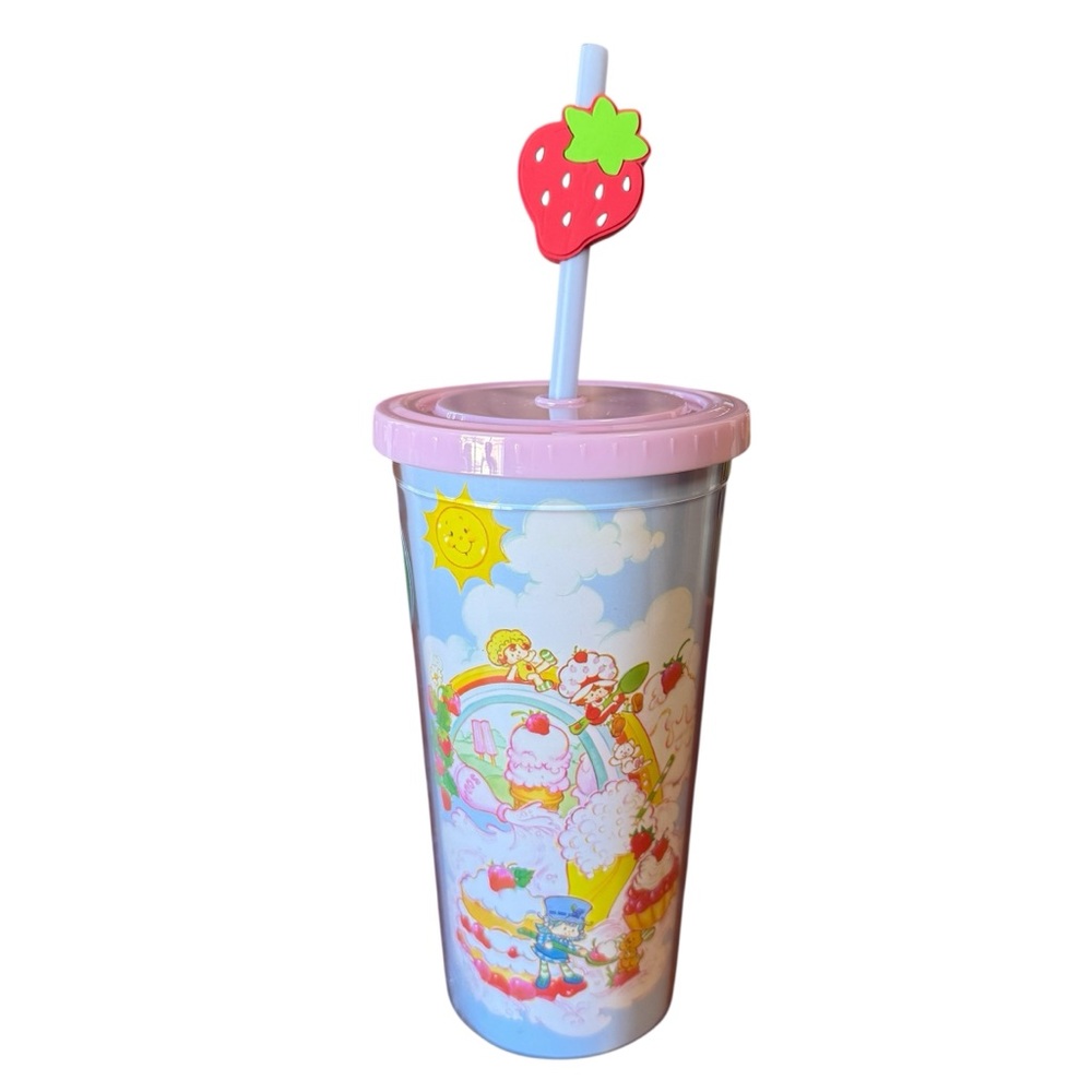 Mad Engine 24 Oz. Strawberry Shortcake Tumbler Rainbow Ice Cream Pink Straw